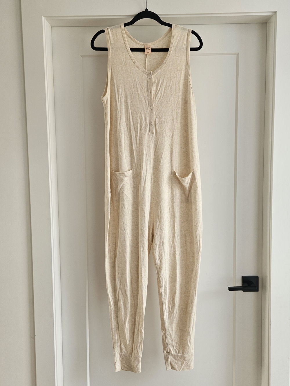 Smash + Tess Cream Sleeveless Button-Front Jumpsuit Sz Medium